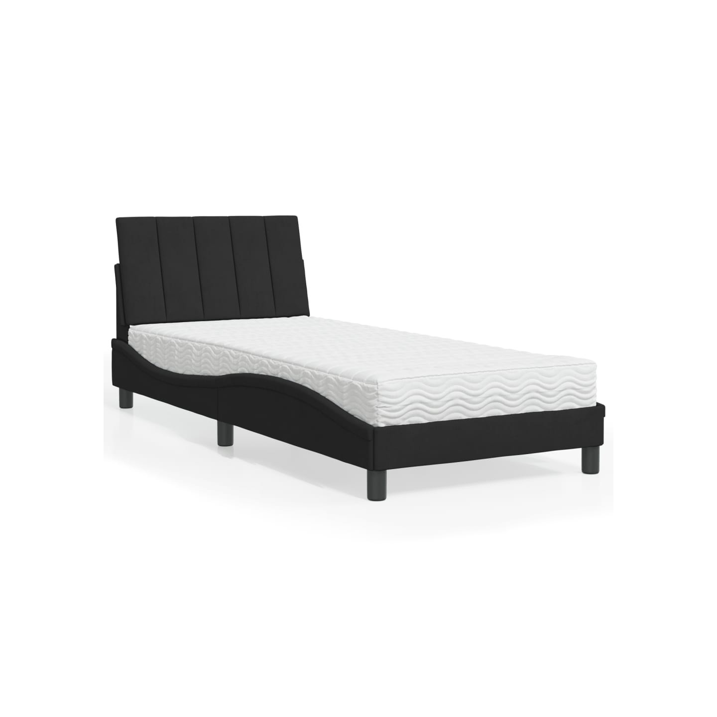 Lit avec matelas Hanko noir 90x190 cm velours