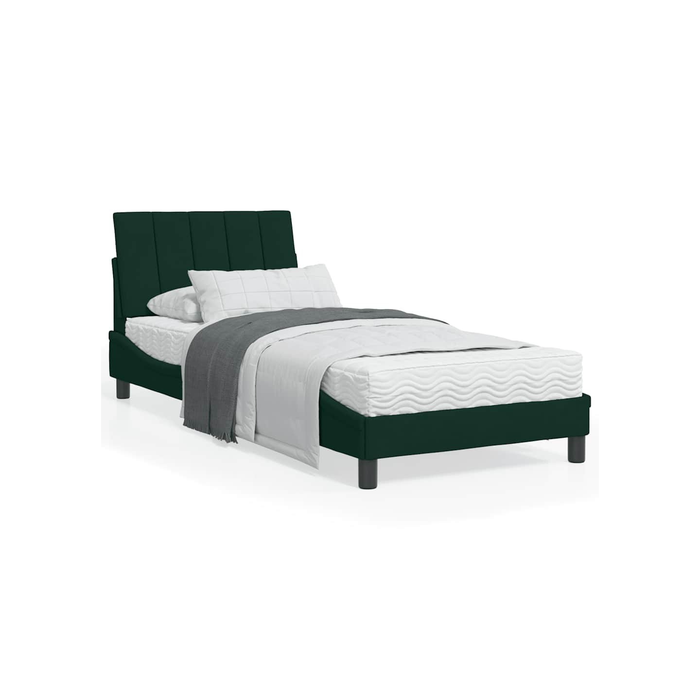 Lit avec matelas Hanko vert foncé 90x200 cm velours