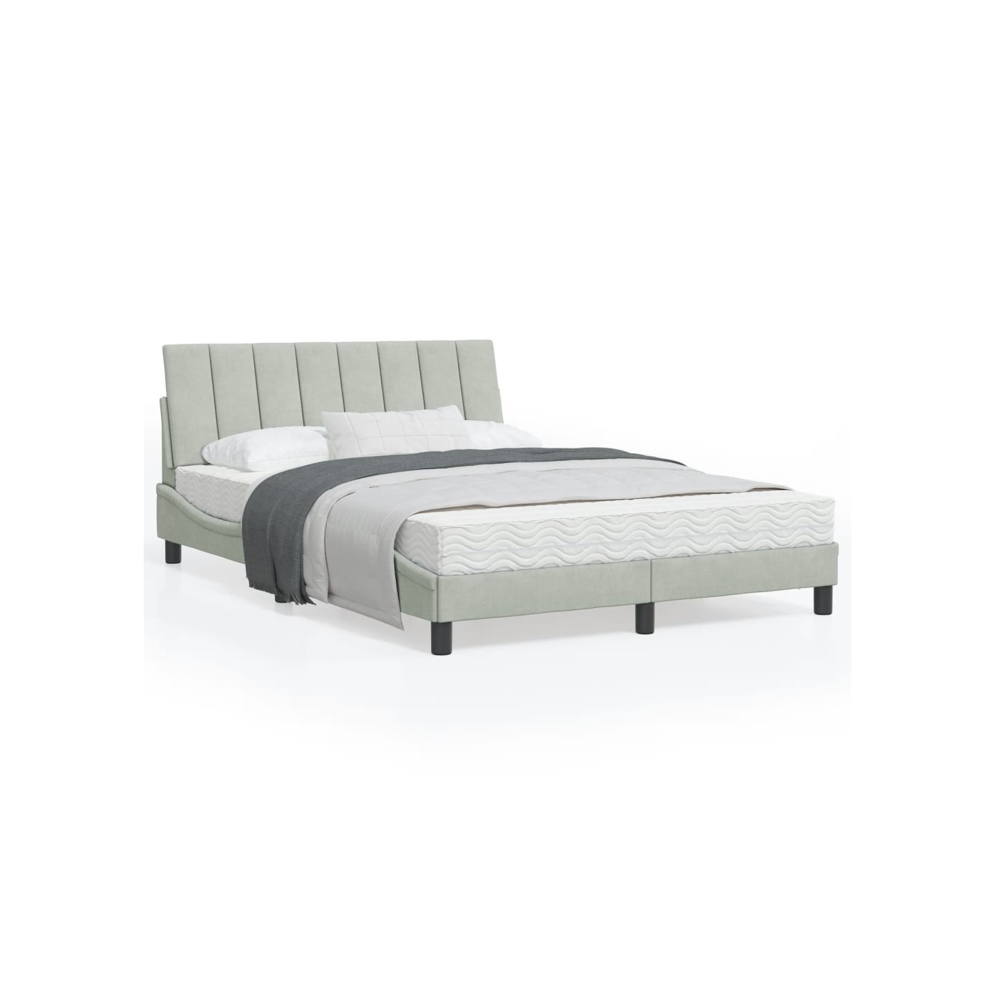 Lit avec matelas Hanko gris clair 120x200 cm velours