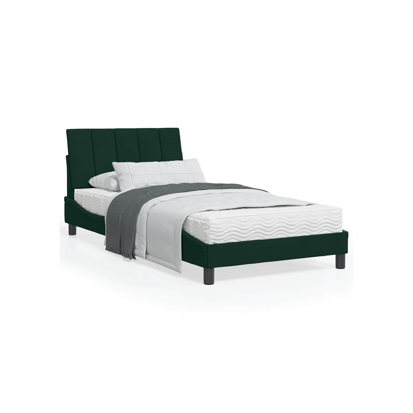 Lit avec matelas Hanko vert foncé 100x200 cm velours