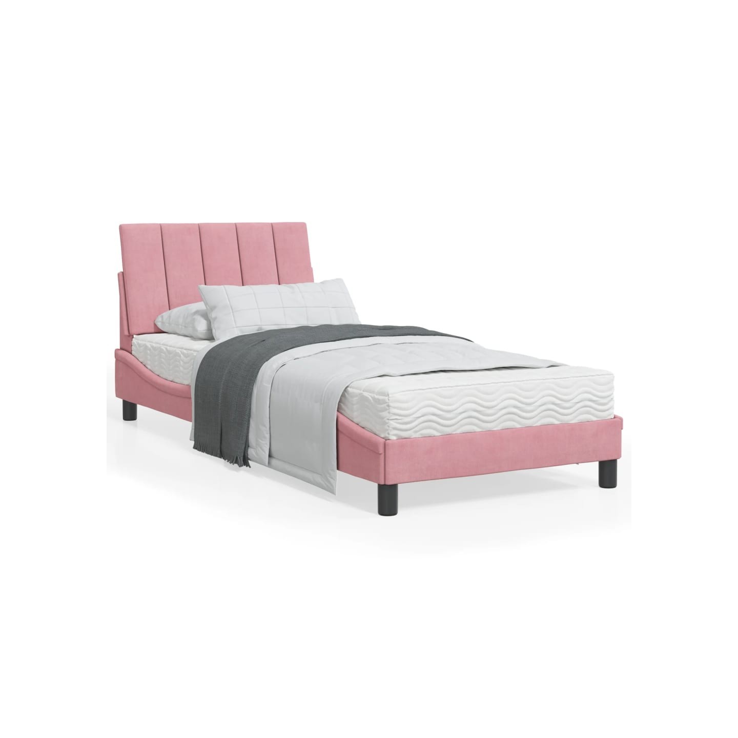Lit avec matelas Hanko rose 90x190 cm velours