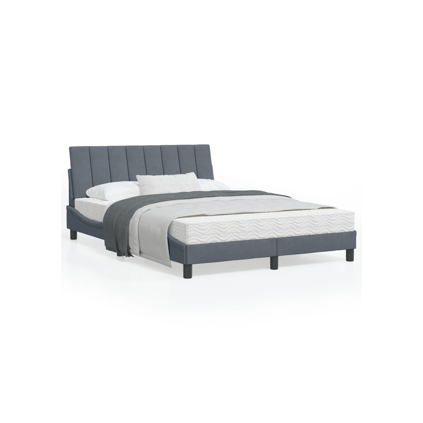 Lit avec matelas Hanko gris foncé 120x200 cm velours