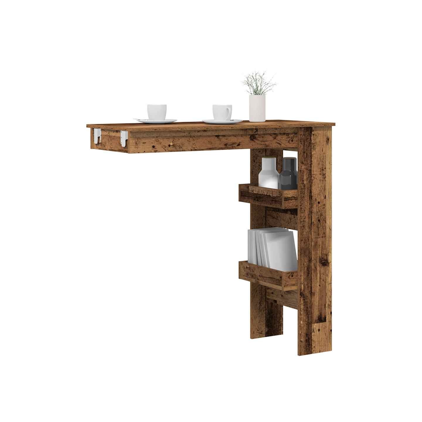 Table bar mural vieux bois 102x45x103,5 cm bois d'ingénierie