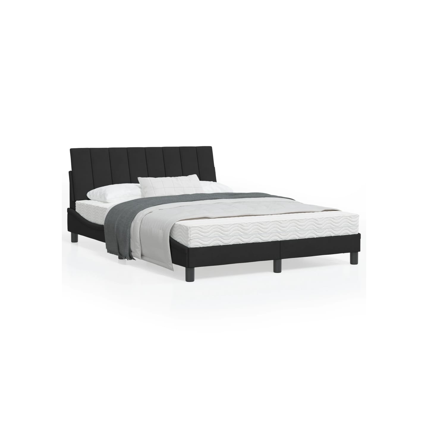 Lit avec matelas Hanko noir 120x200 cm velours