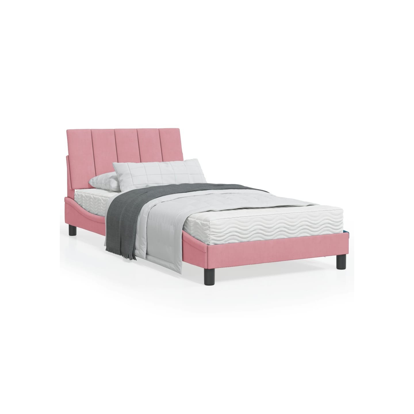 Lit avec matelas Hanko rose 100x200 cm velours