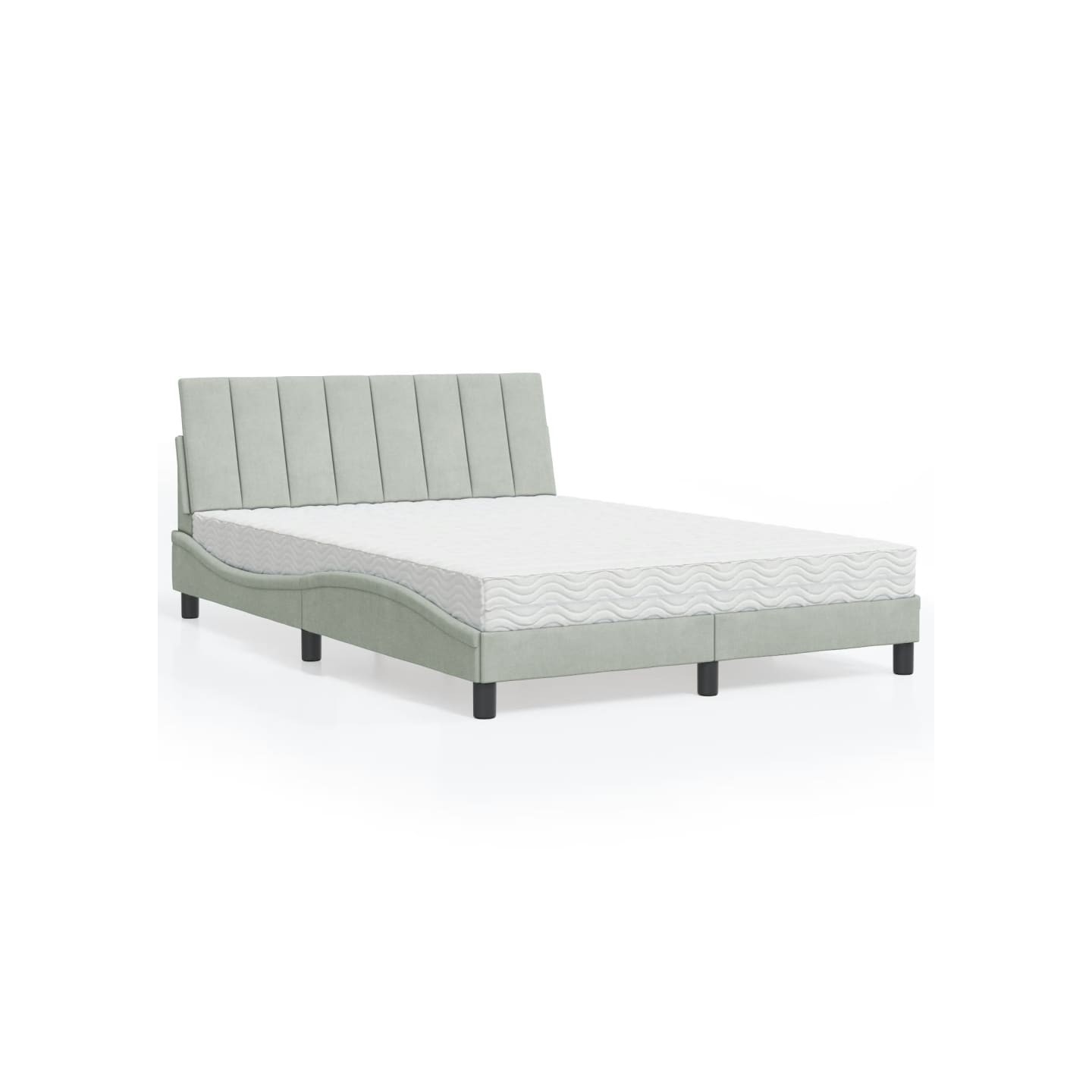 Lit avec matelas Hanko gris clair 140x200 cm velours