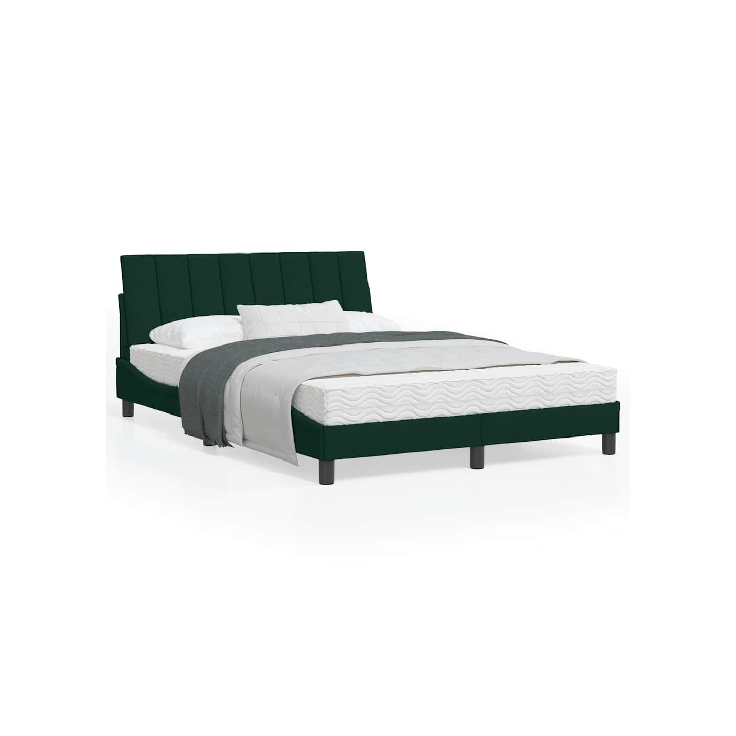 Lit avec matelas Hanko vert foncé 120x200 cm velours