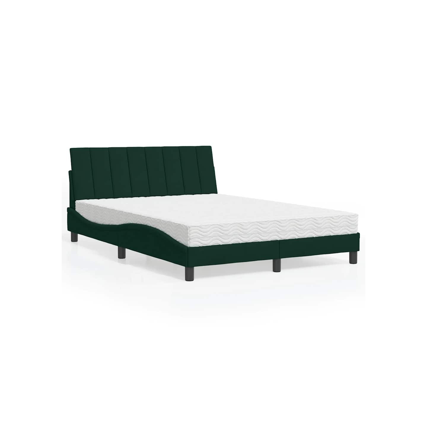 Lit avec matelas Hanko vert foncé 140x200 cm velours