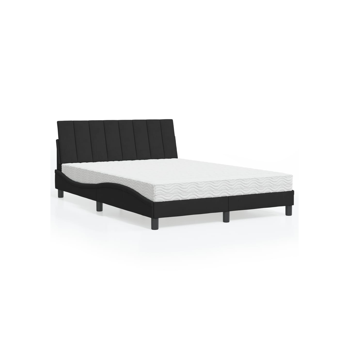 Lit avec matelas Hanko noir 140x190 cm velours