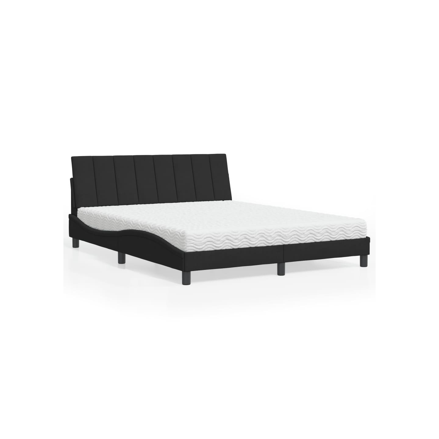 Lit avec matelas Hanko noir 160x200 cm velours