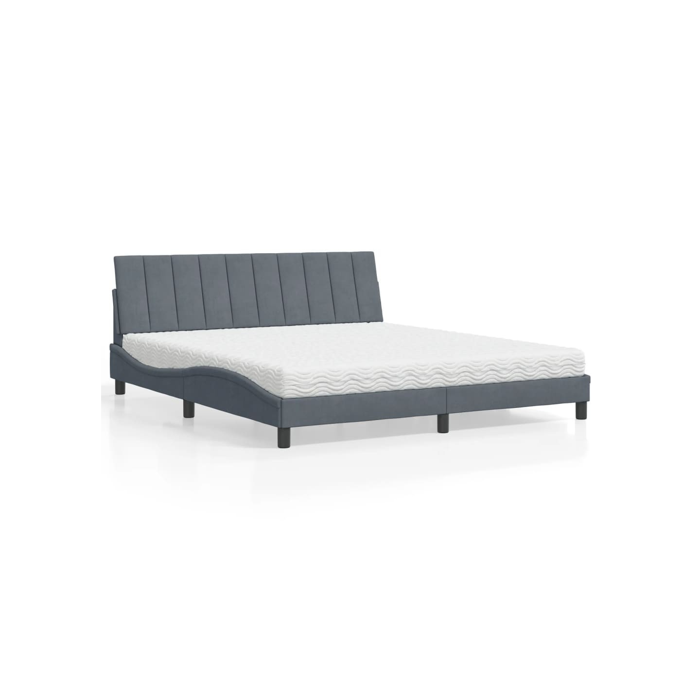 Lit avec matelas Hanko gris foncé 180x200 cm velours