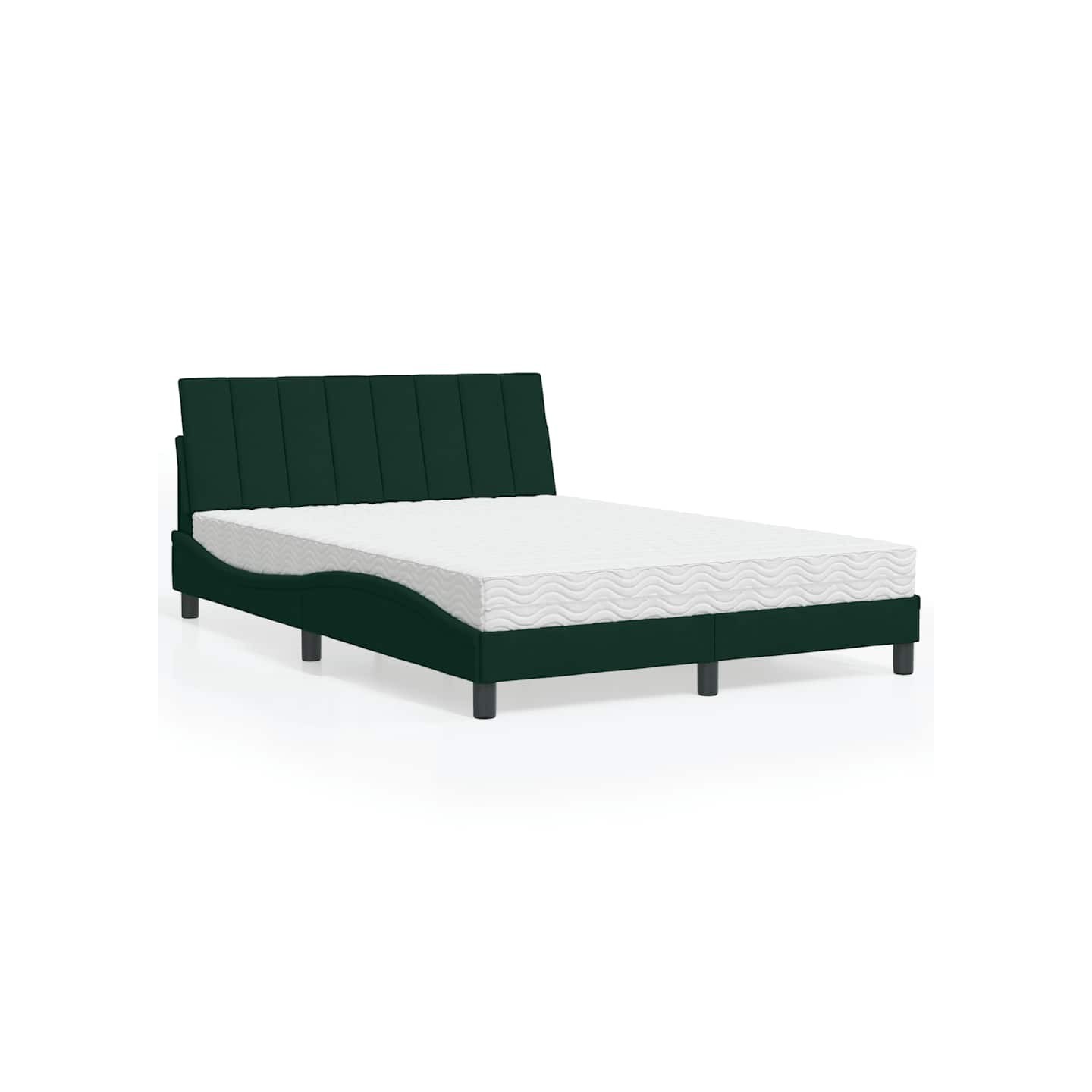 Lit avec matelas Hanko vert foncé 140x190 cm velours