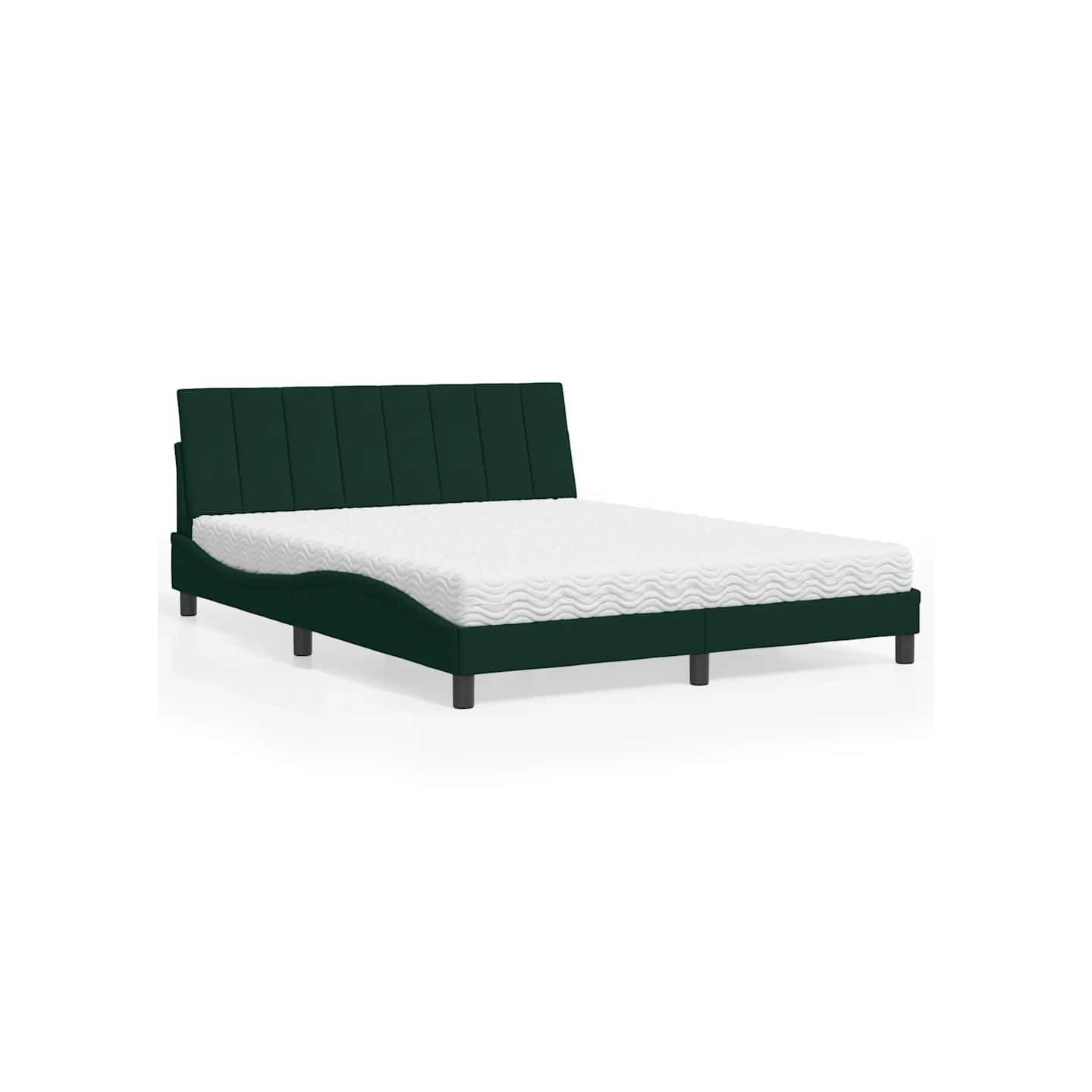 Lit avec matelas Hanko vert foncé 160x200 cm velours