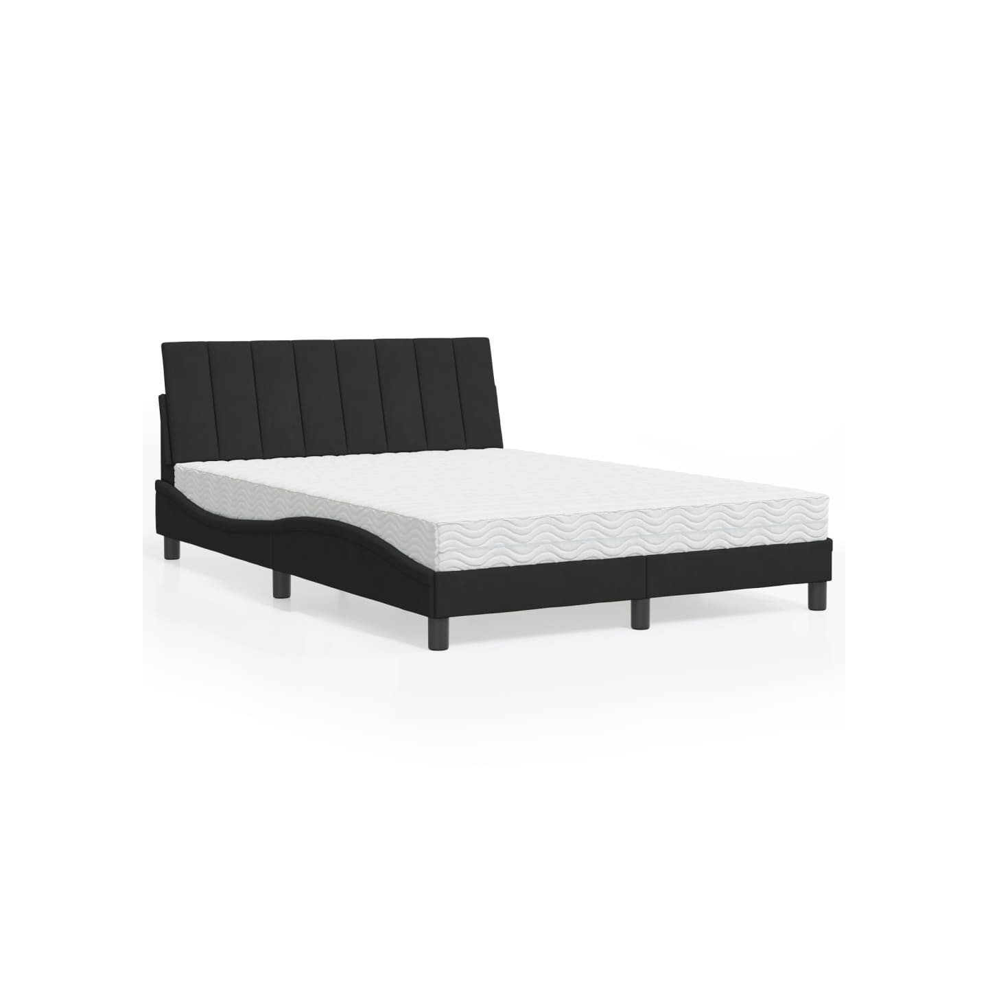 Lit avec matelas Hanko noir 140x200 cm velours