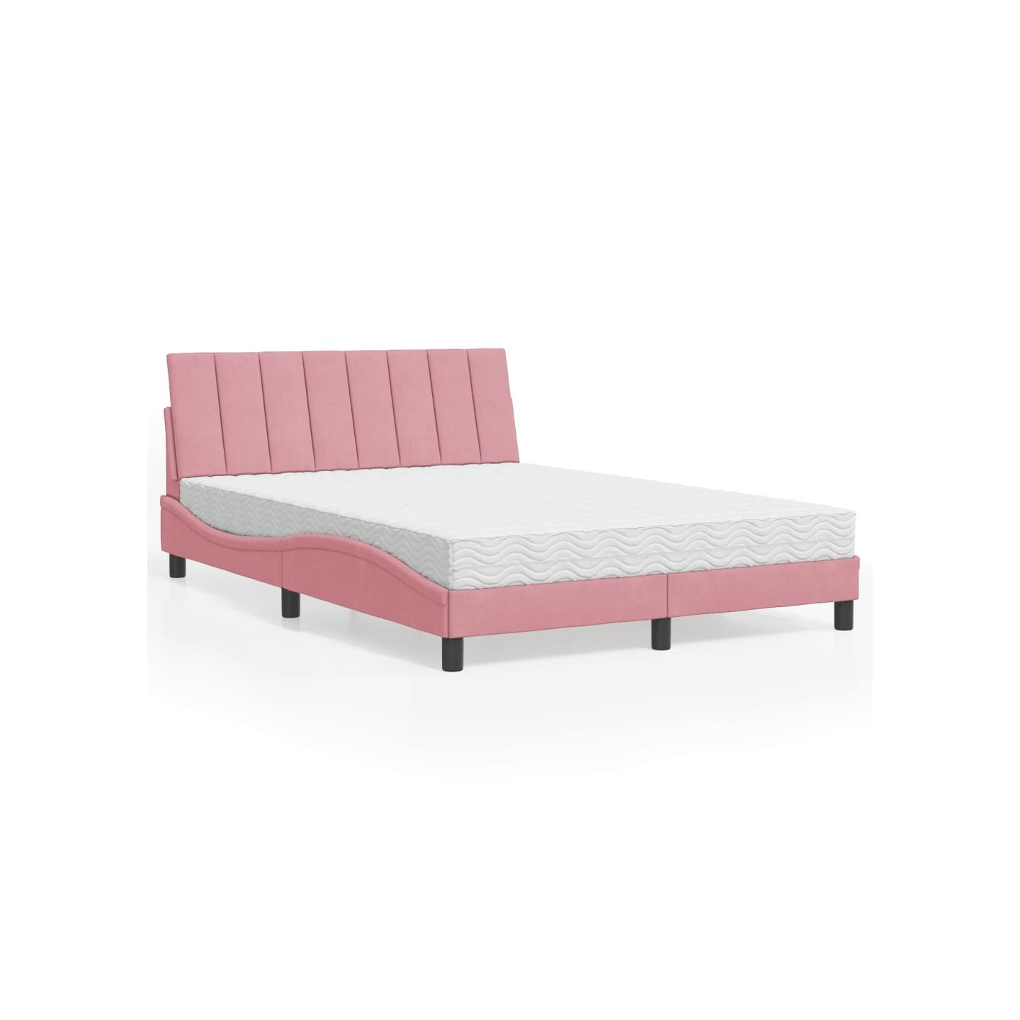 Lit avec matelas Hanko rose 140x200 cm velours