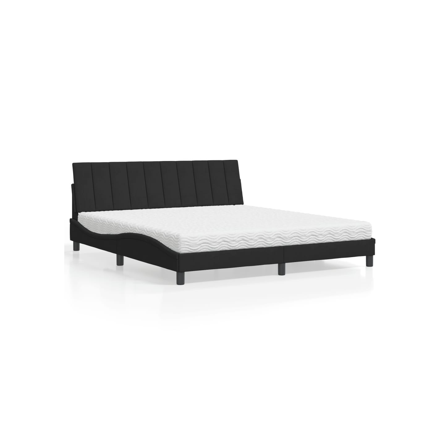 Lit avec matelas Hanko noir 180x200 cm velours