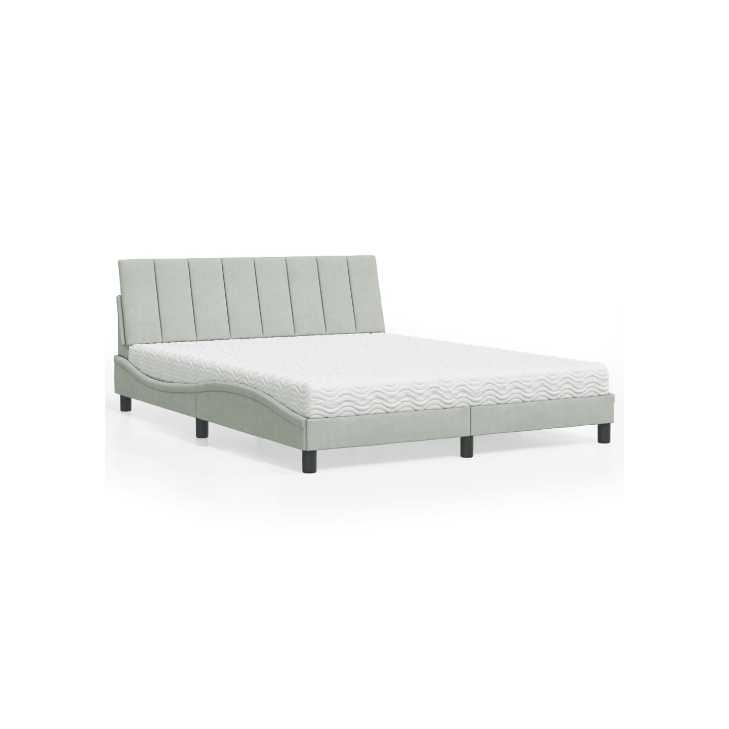 Lit avec matelas Hanko gris clair 160x200 cm velours