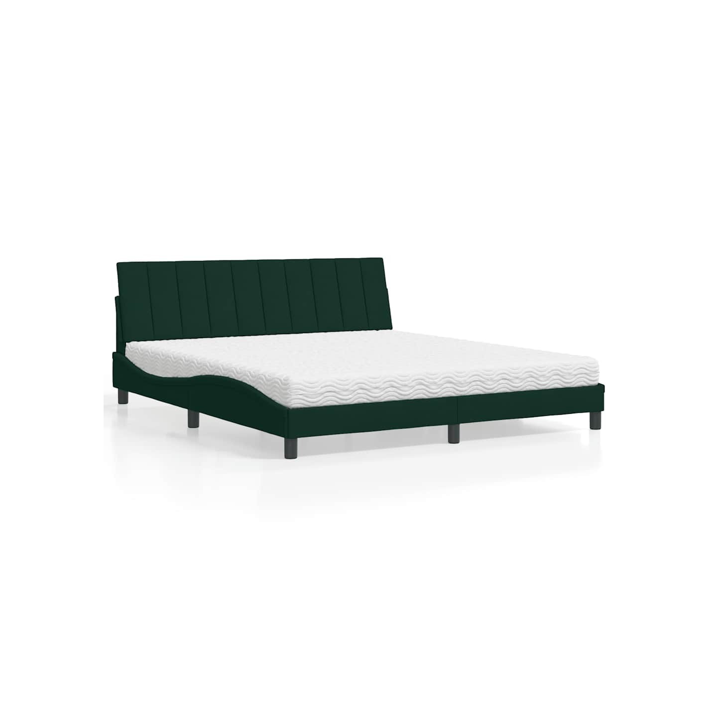 Lit avec matelas Hanko vert foncé 180x200 cm velours
