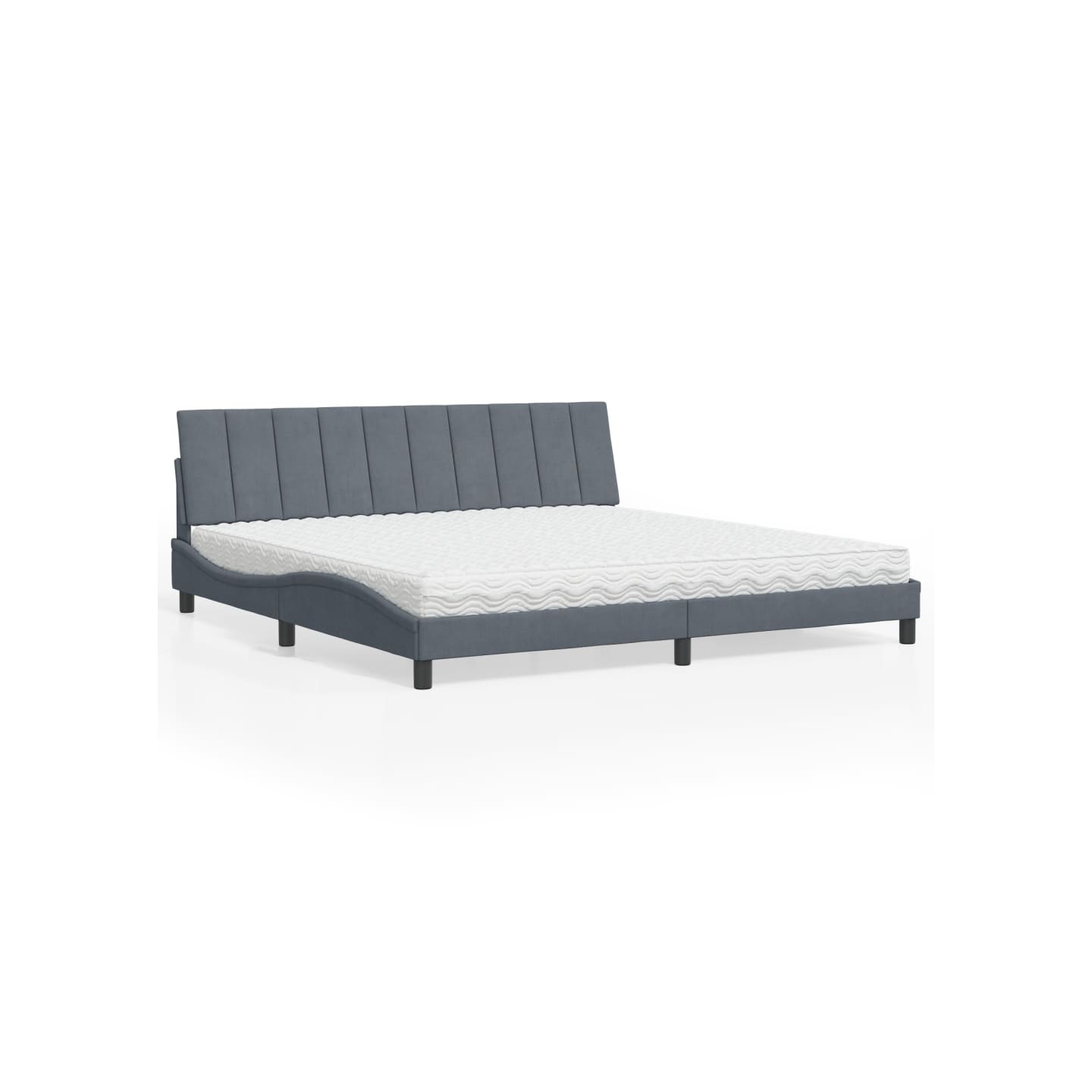 Lit avec matelas Hanko gris foncé 200x200 cm velours
