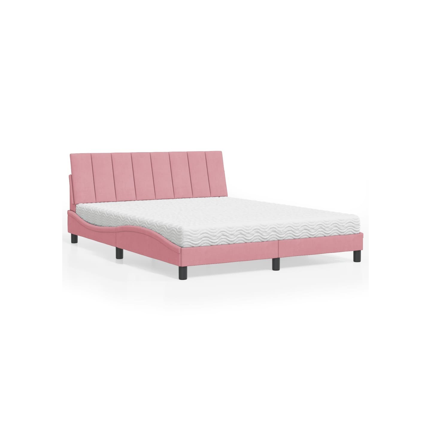 Lit avec matelas Hanko rose 160x200 cm velours