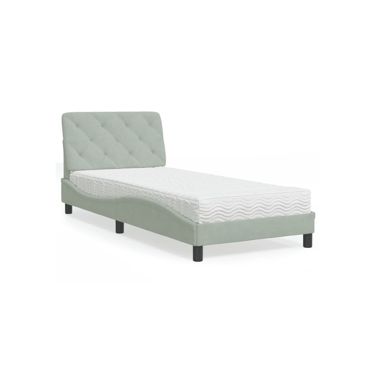 Lit avec matelas gris clair 80x200 cm velours