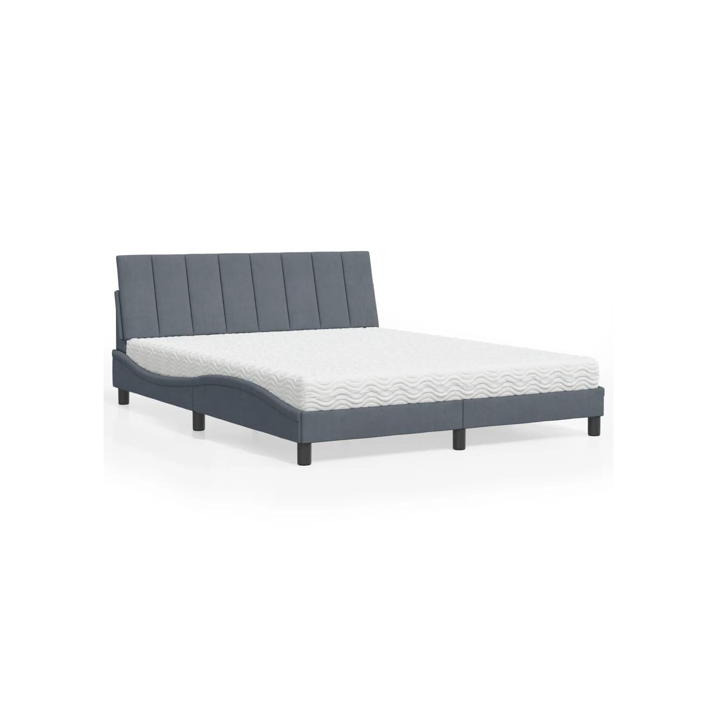 Lit avec matelas Hanko gris foncé 160x200 cm velours