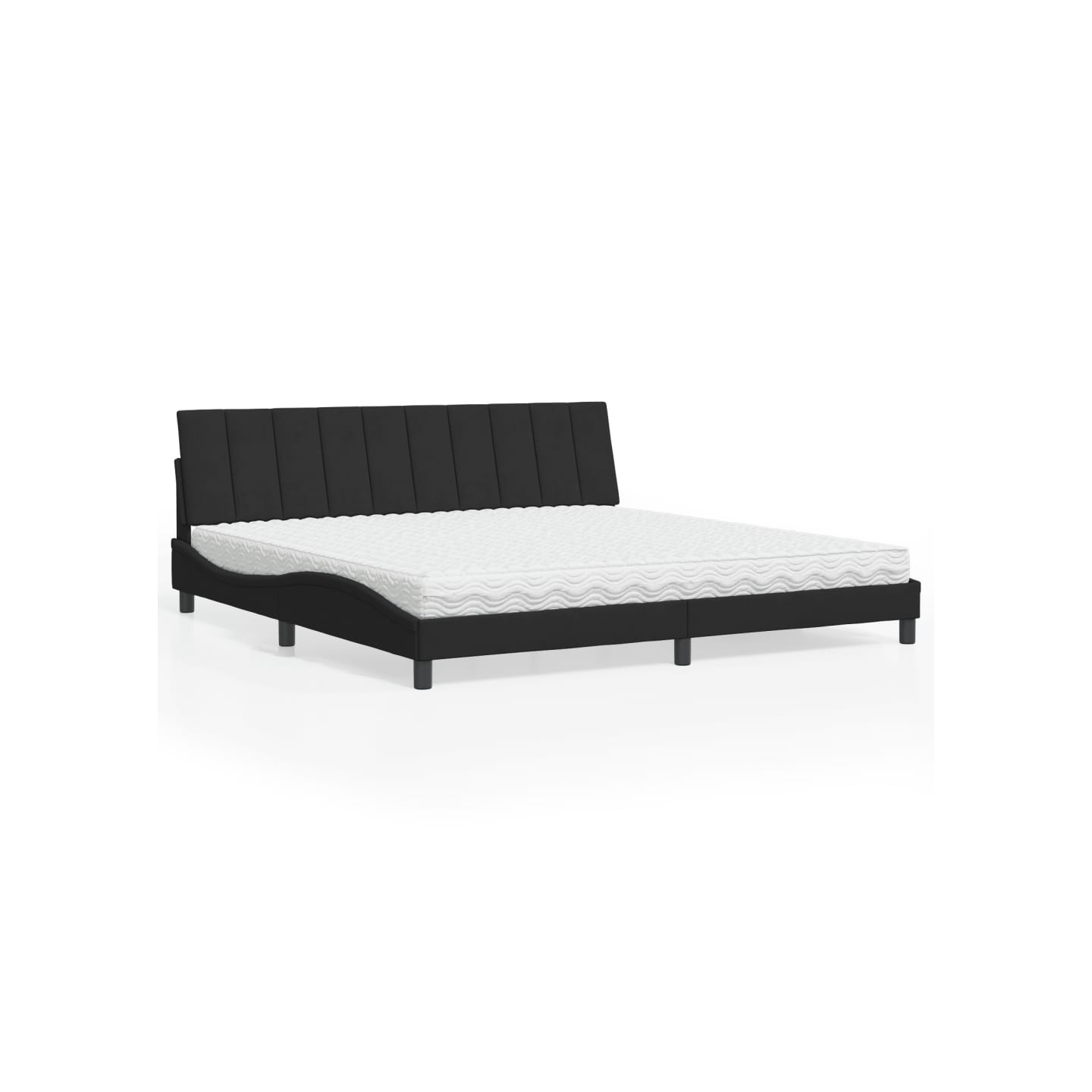 Lit avec matelas Hanko noir 200x200 cm velours