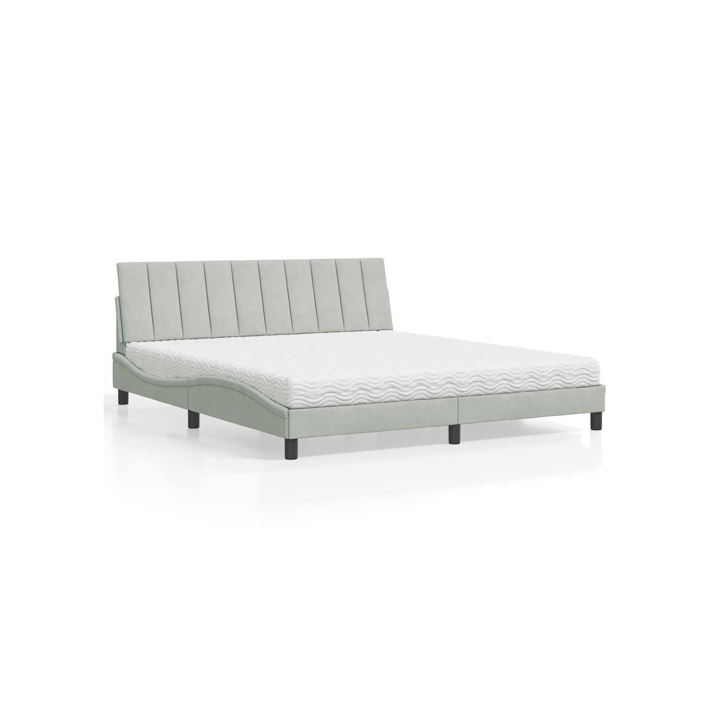 Lit avec matelas Hanko gris clair 180x200 cm velours