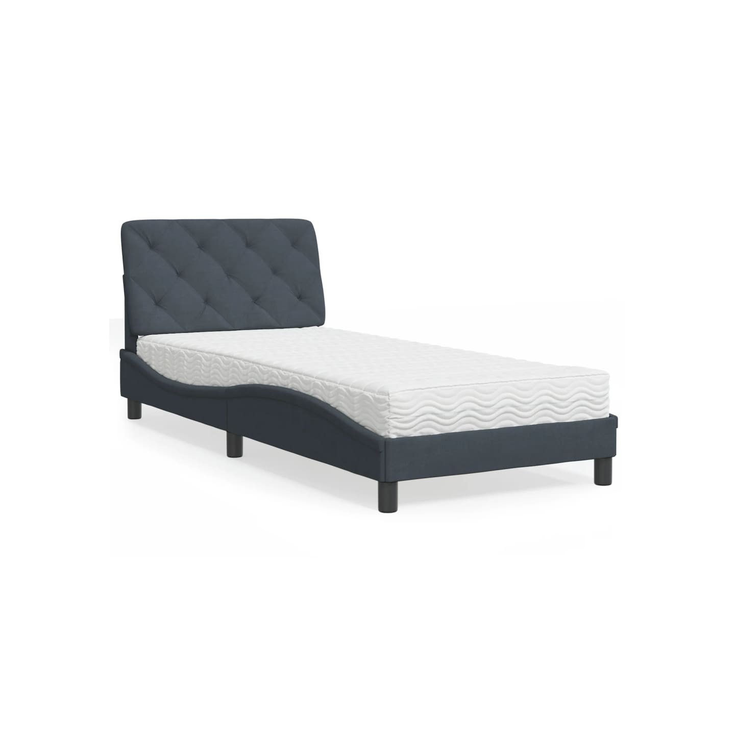 Lit avec matelas gris foncé 80x200 cm velours