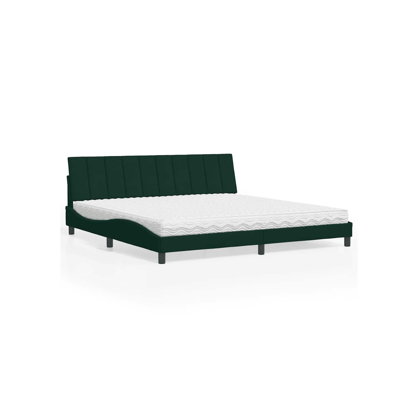 Lit avec matelas Hanko vert foncé 200x200 cm velours