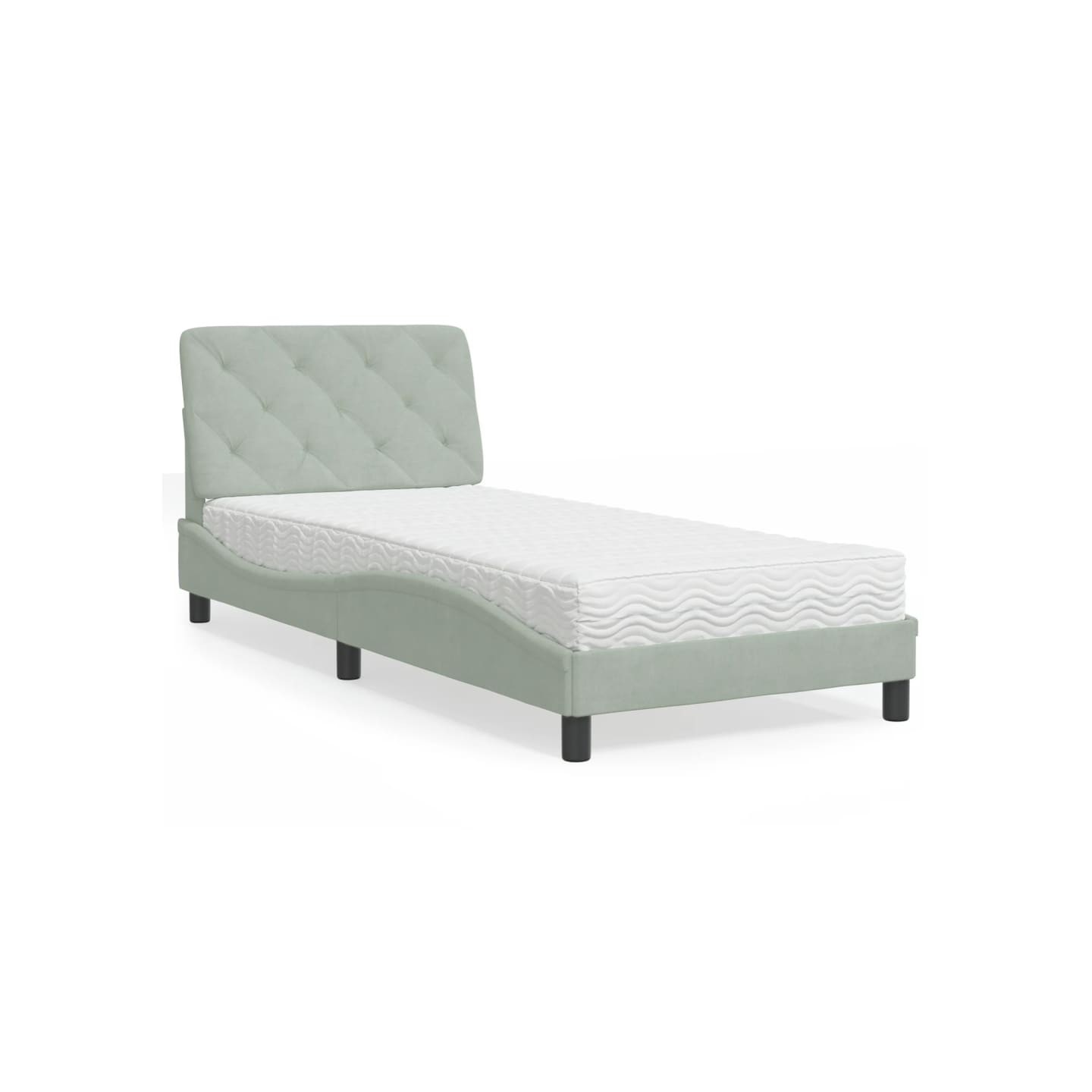 Lit avec matelas gris clair 90x190 cm velours