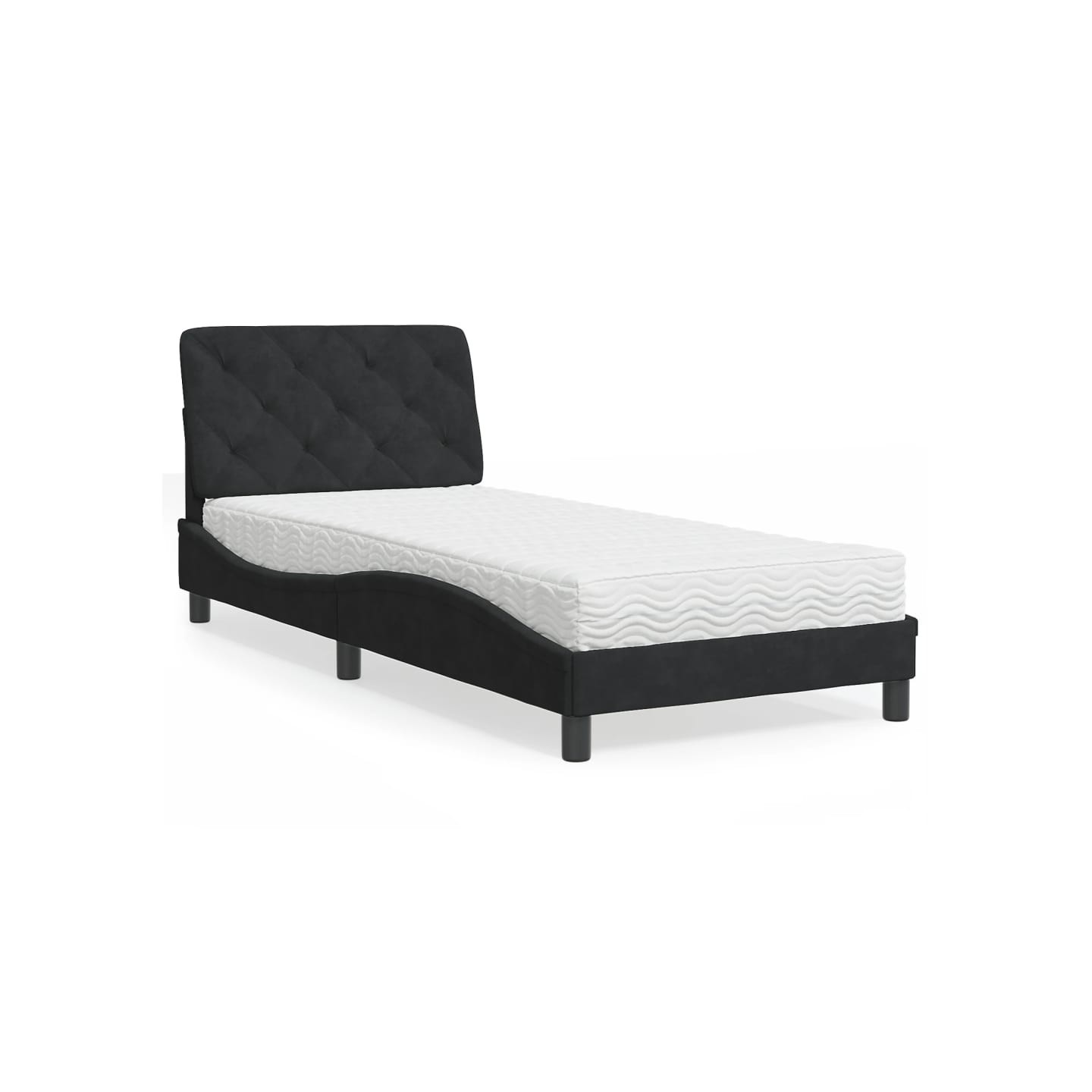 Lit avec matelas noir 80x200 cm velours