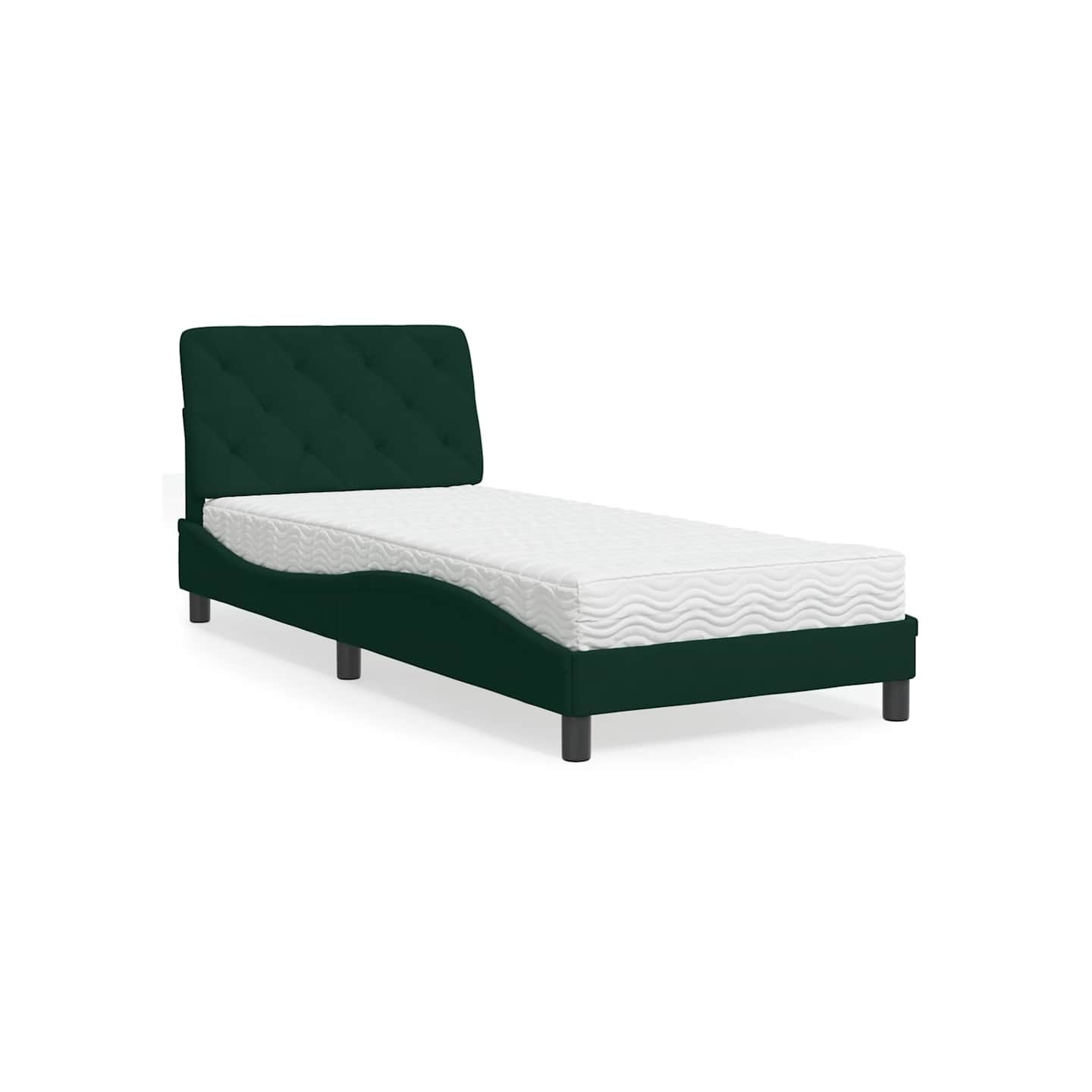 Lit avec matelas vert foncé 80x200 cm velours