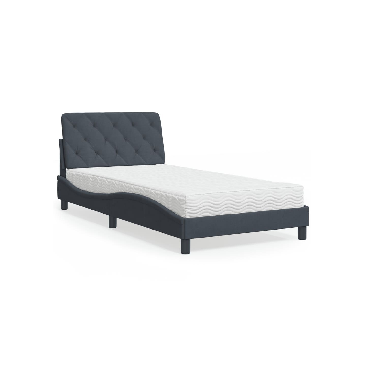 Lit avec matelas gris foncé 100x200 cm velours