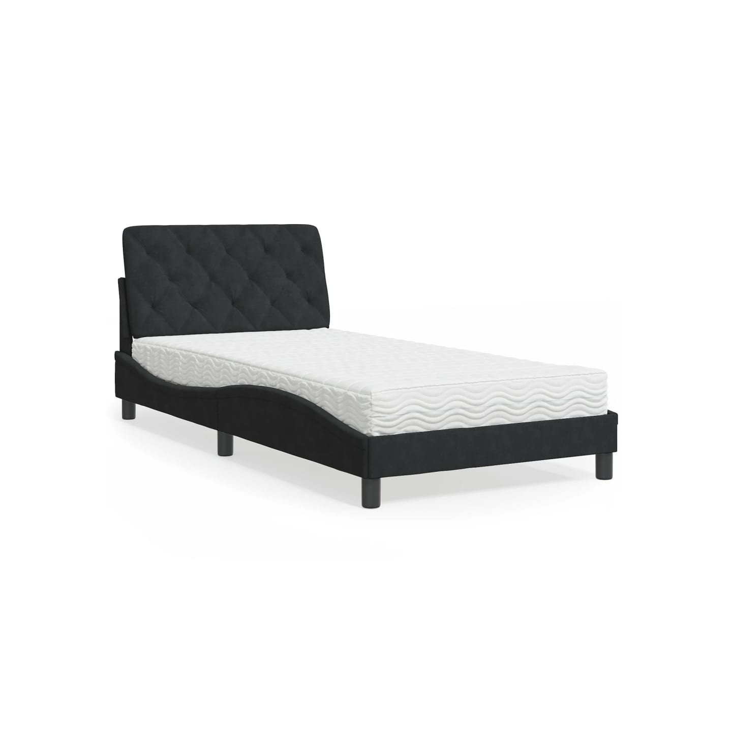 Lit avec matelas noir 100x200 cm velours