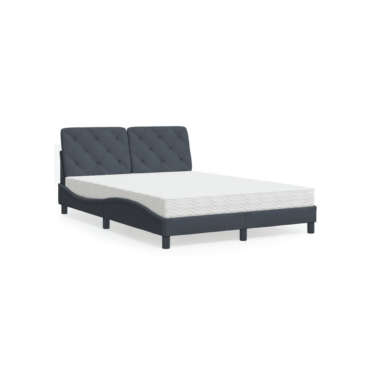 Lit avec matelas gris foncé 120x200 cm velours