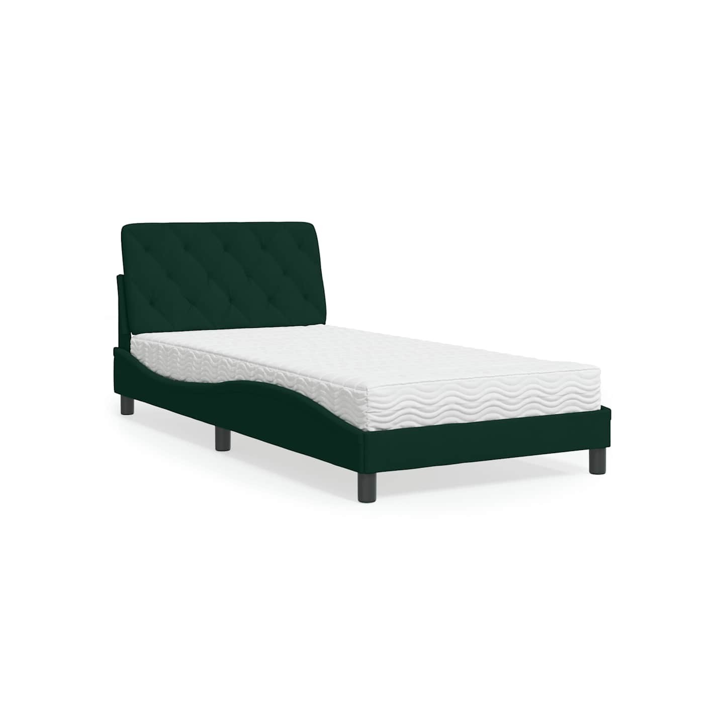 Lit avec matelas vert foncé 100x200 cm velours