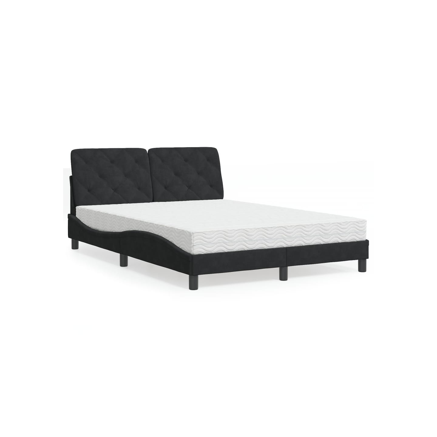 Lit avec matelas noir 120x200 cm velours