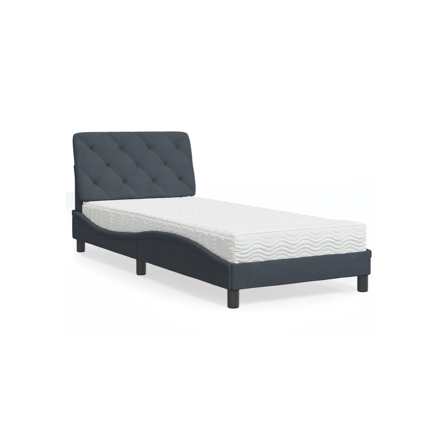 Lit avec matelas gris foncé 90x200 cm velours