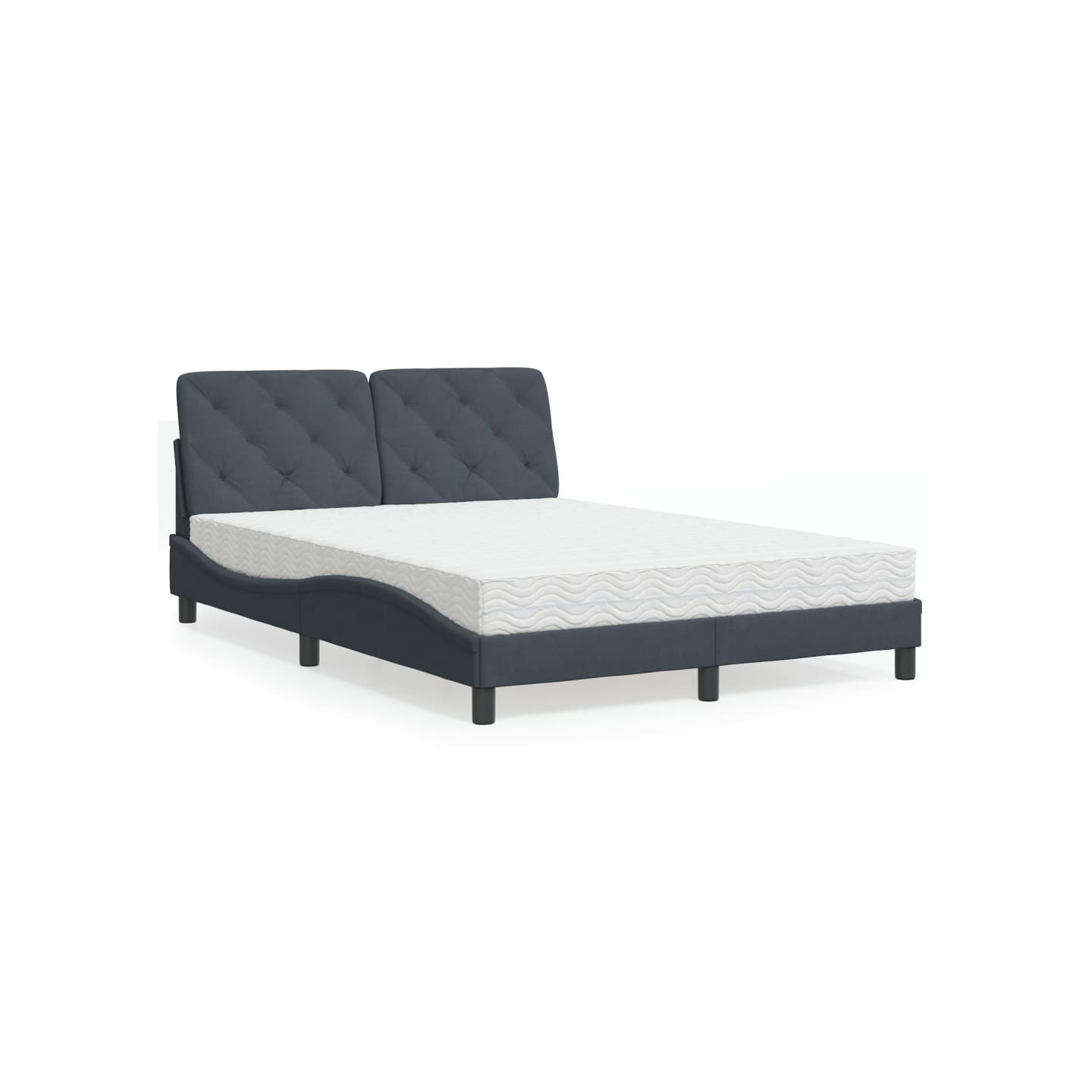 Lit avec matelas gris foncé 140x190 cm velours
