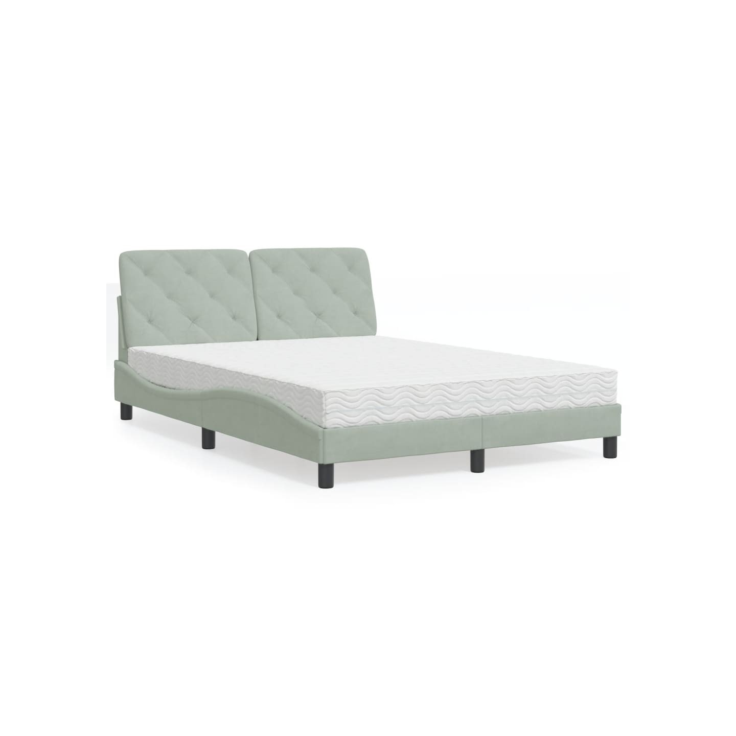Lit avec matelas gris clair 140x200 cm velours