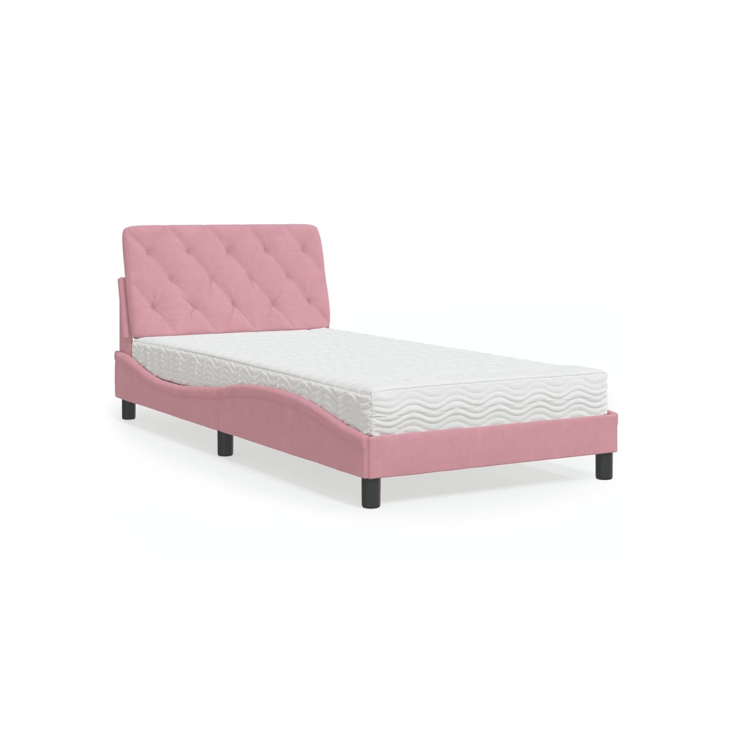 Lit avec matelas rose 100x200 cm velours