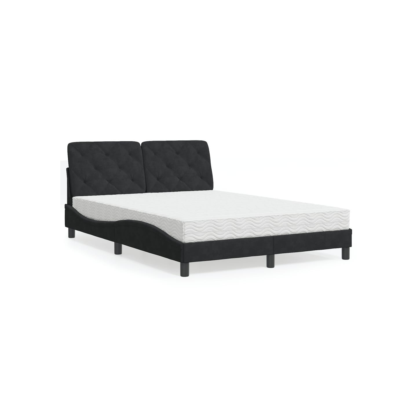 Lit avec matelas noir 140x200 cm velours
