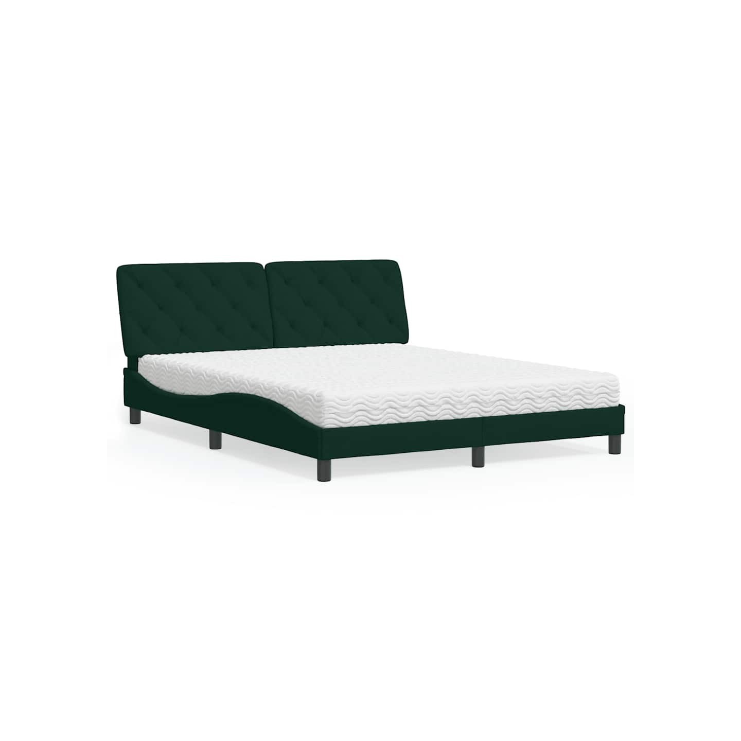 Lit avec matelas vert foncé 160x200 cm velours