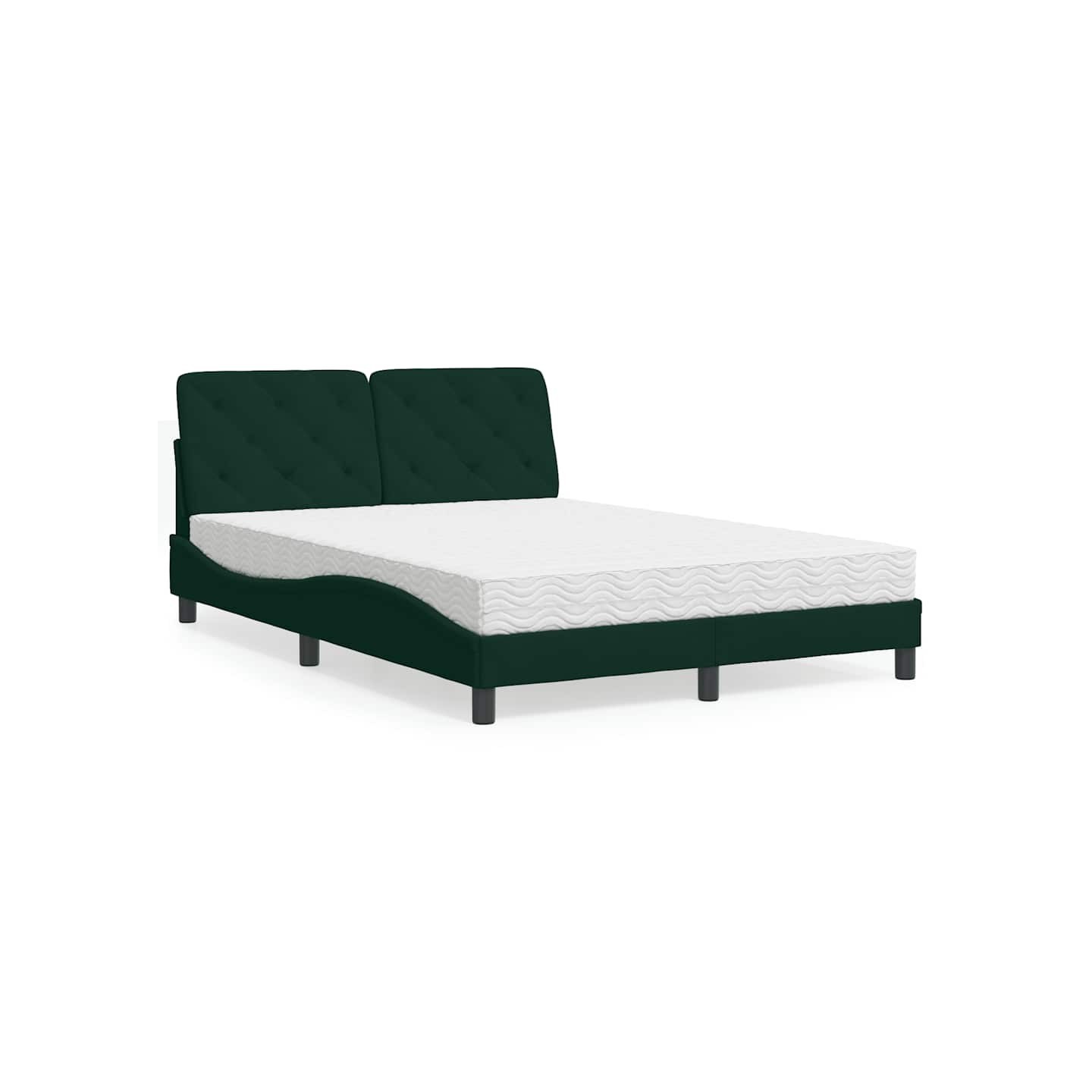 Lit avec matelas vert foncé 140x190 cm velours