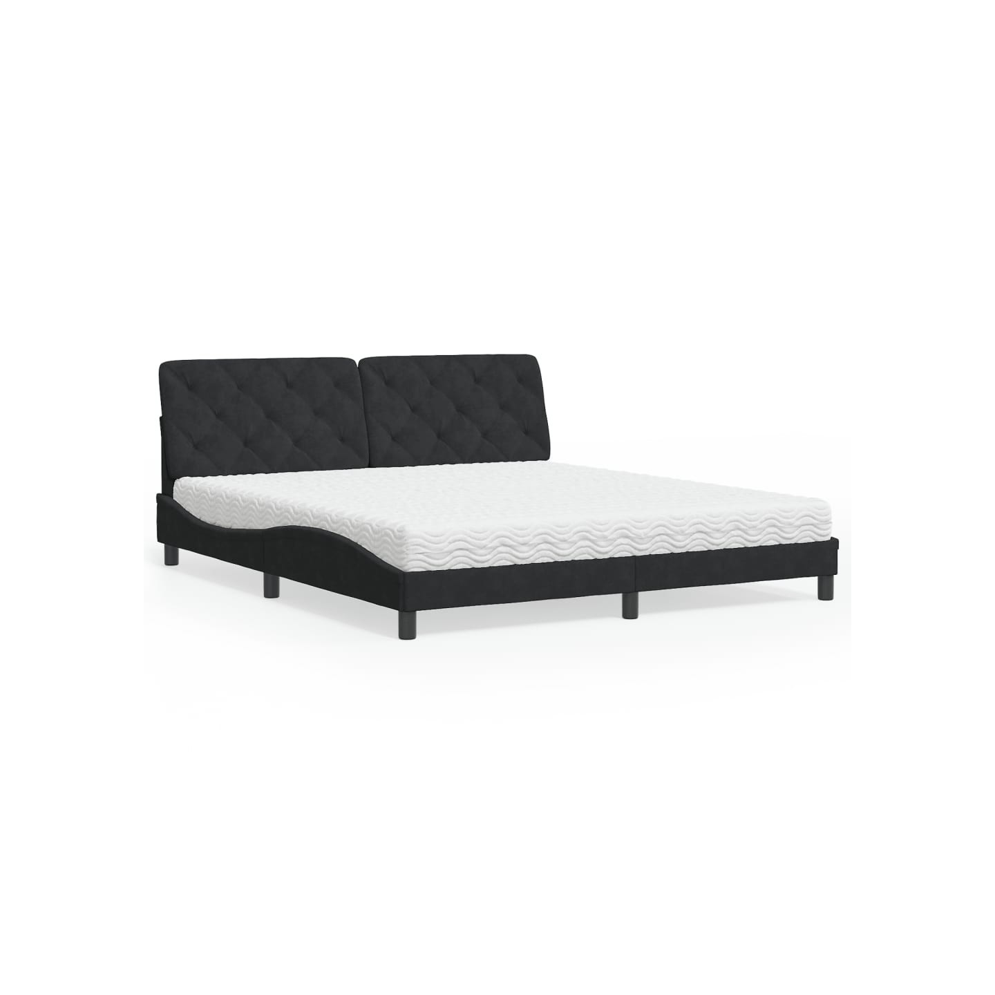 Lit avec matelas noir 180x200 cm velours