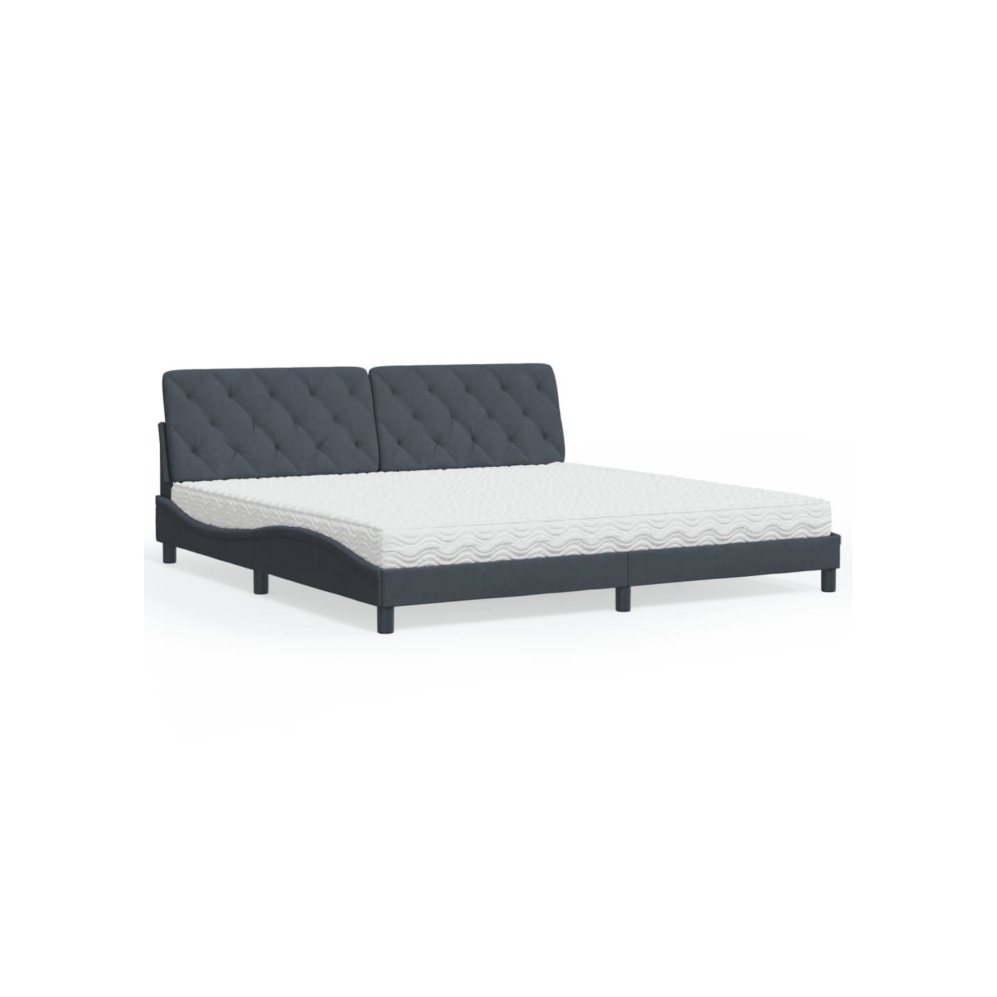 Lit avec matelas gris foncé 200x200 cm velours