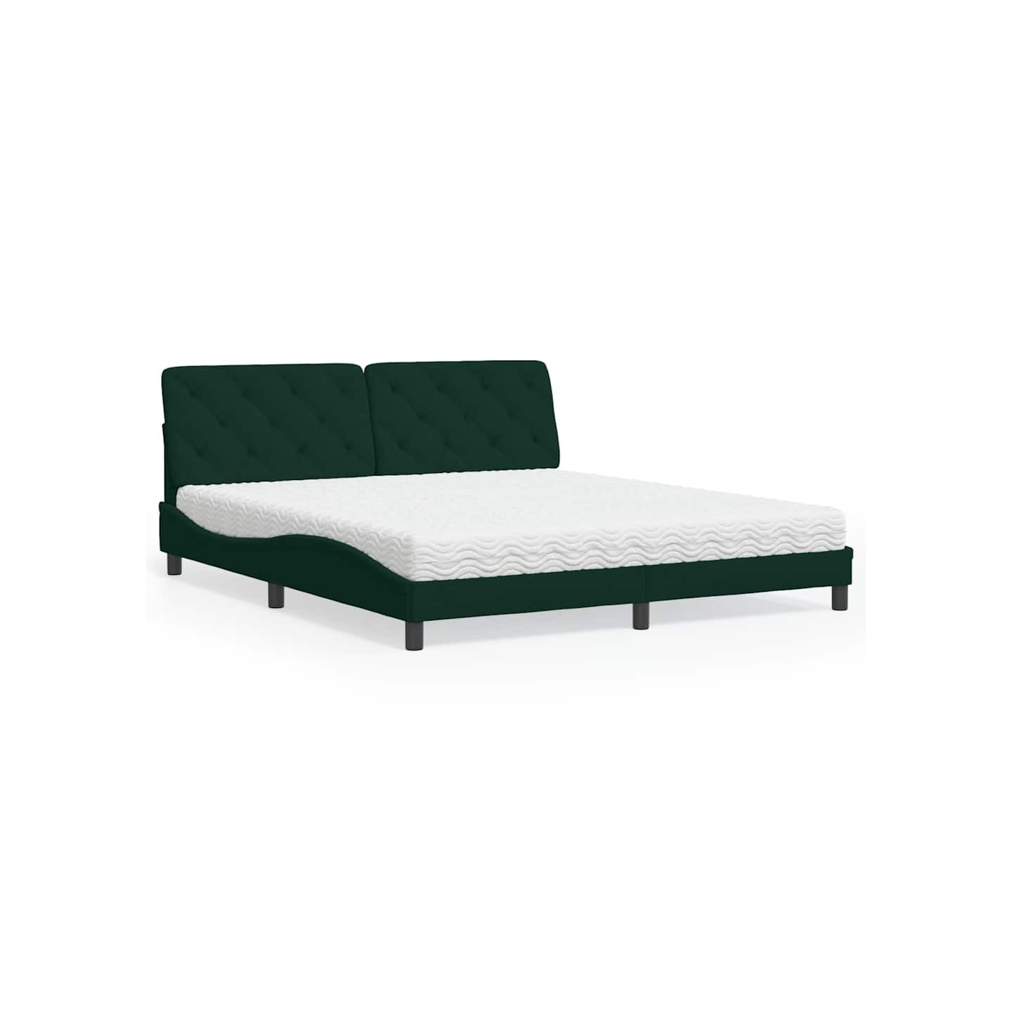 Lit avec matelas vert foncé 180x200 cm velours