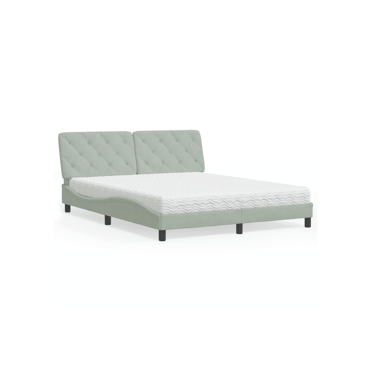 Lit avec matelas gris clair 160x200 cm velours