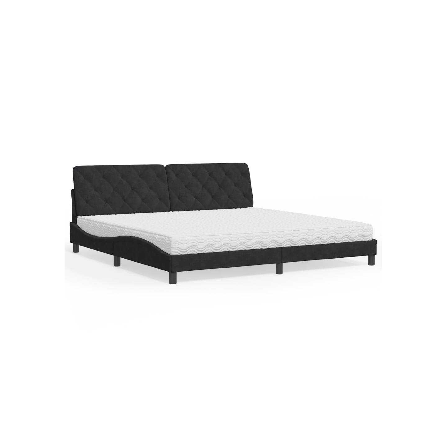 Lit avec matelas noir 200x200 cm velours